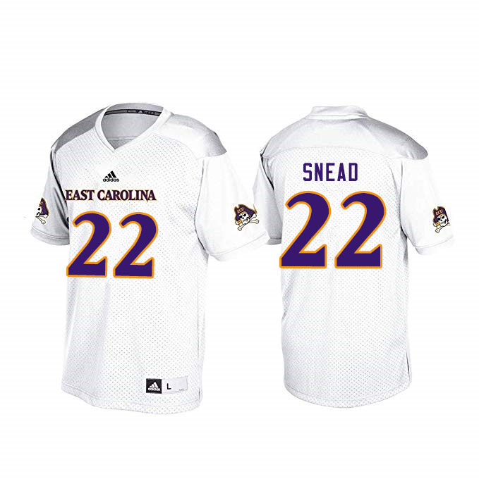 Men #22 Tyler Snead ECU Pirates College Football Jerseys Sale-White